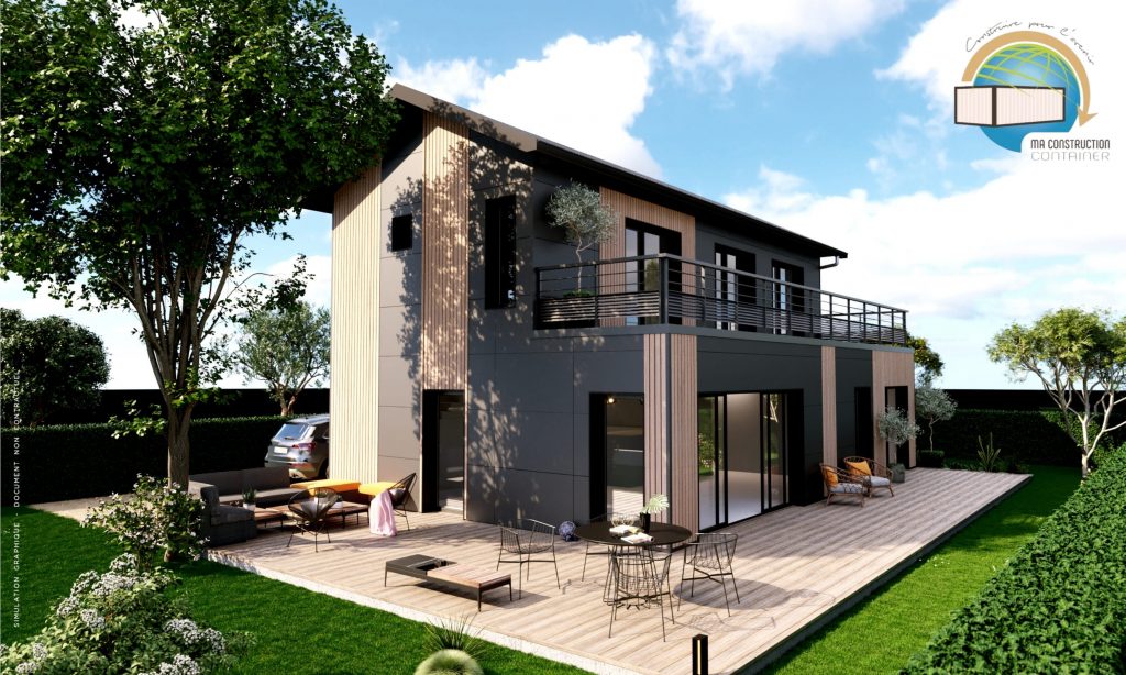 Vue 3D du modèle SAPHIR – container modulaire aménagé de 135 m²